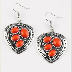 Paparazzi Red Orange Teardrop Earrings